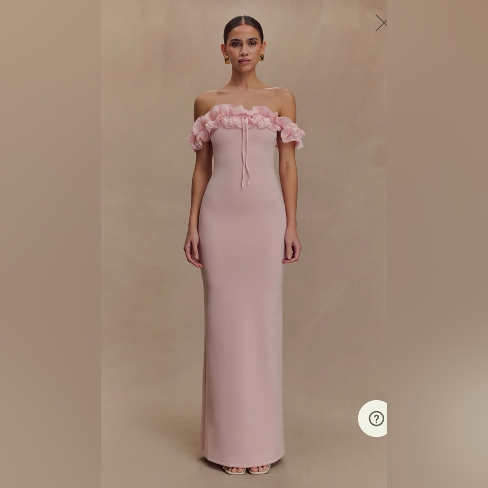 Nova Ruffle Off Shoulder Maxi Dress - Ballet Pink
